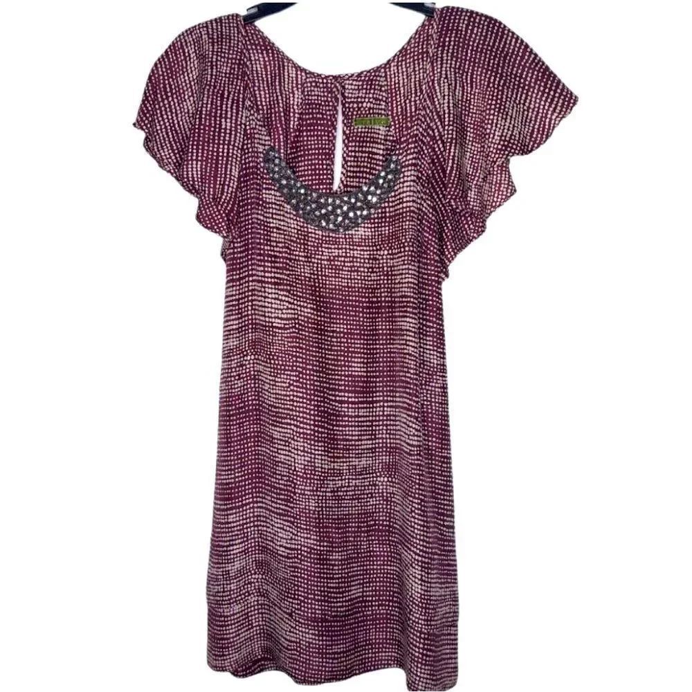 VELVET by Graham & Spencer Stunning Silk Dress with Silver Embellishments Med